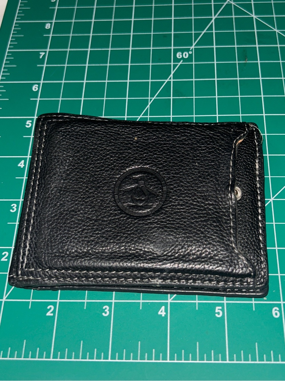 Vintage Original Penguin Genuine Leather Black Pebble LINED Wallet Card Holder